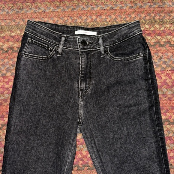 LEVIS BLACK 721 HIGH RISE STRETCH SKINNY JEANS TWO TONE STRIPE - Picture 4 of 6